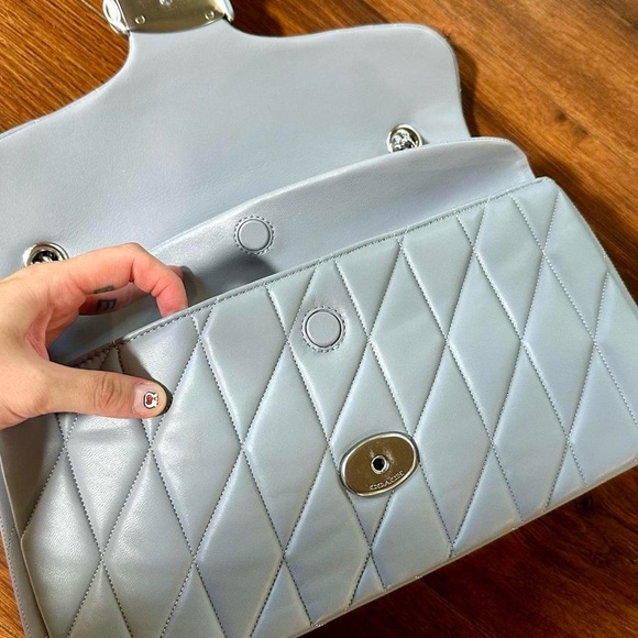 Coach Quilted Tabby Light Blue Leather Shoulder Bag - Picture 4 of 10